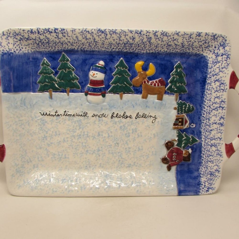 NOS ☃️  Winter Friends Serving Platter 🎄 Oblong St. Nicholas Square